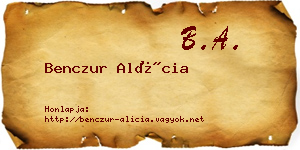 Benczur Alícia névjegykártya